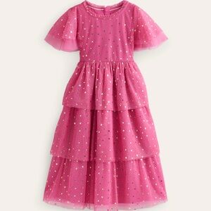 Mini Boden Foil Star Tulle Dress, Girl Size 11-12 years